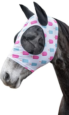 HKM Ice Cream Fliegenschutzmaske, Weiß/Pink, Vollblut