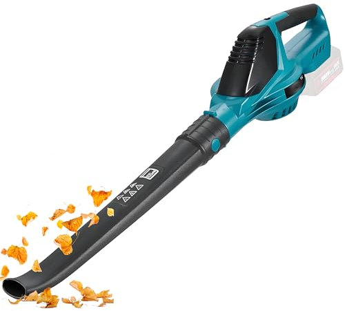 Laubbläser Akku für Makita Akku 18V, 219 km/h 5-Gang Luftgeschwindigkeit Gebläse, 28000RPM Bürstenlosen Leistungsstark Laubgebläse Akku für Terrassen Rasenpflege Laubblasen (Schwarz Ohne Batterie)