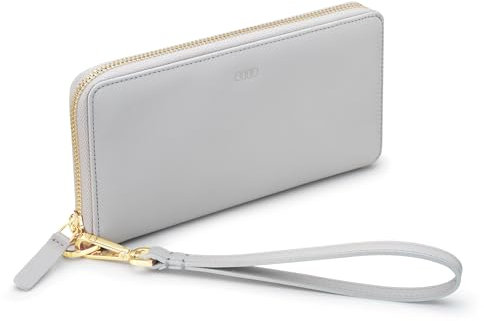 Audi 3152400200 Geldbörse Leder Handschlaufe Damen Brieftasche RFID-Schutz Wallet, grau