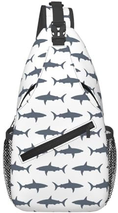 fish and shark Foldie Crossbody Bag - Kleine Anti-Diebstahl-Crossbody-Tasche für Damen und Herren für Reisen und den täglichen Gebrauch, Schwarz, Einheitsgröße