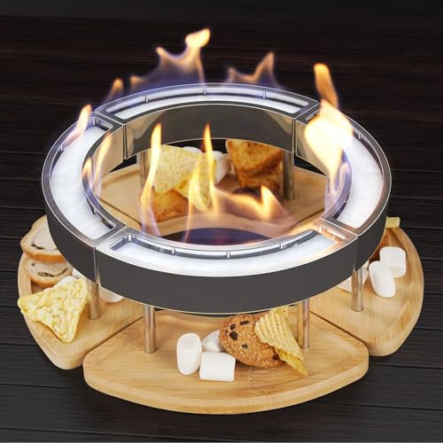 OGERY Tisch-Feuerstelle – Ethanol-Tisch-Feuerstelle für den Innen- und Außenbereich, tragbarer Kamin mit DIY-Stil Design, um Kekse Snacks für S'Mores zu platzieren – perfekt für Terrasse,