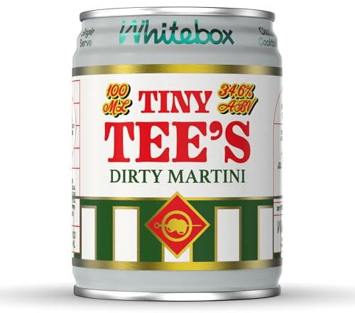 WHITEBOX COCKTAILS Ready to Drink Tiny Tee's Dirty Martini, 1 x 100ml Can | Single Serve, Full Strength, Classic Cocktails, Pre-Mixed, By World-Class Bartenders, Great for Day Trips, Parties & Gifting
