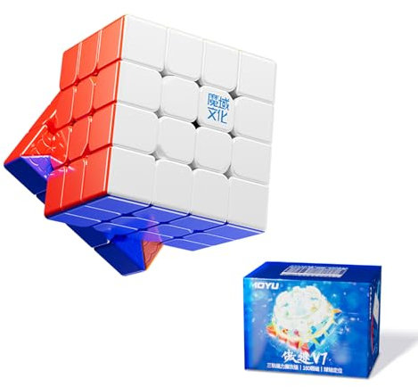 Moyu Aosu V7 4x4 Magnetic Speed Cube Without Sticker with UV Coating, 4 x 4 Flagship Edition Cube, 160 Magnets, Non-Stick Design, 4X4X4 Cube with Adjustable Elasticity (Triple-Track Version)