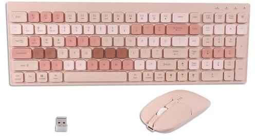Wireless Bluetooth Keyboard and Mouse Combo(USB + Dual BT),KUYHRF Rechargeable Multi-Device Rechargeable Wireless Bluetooth Mouse and Keyboard, with Silent Keys and Battery Indicator