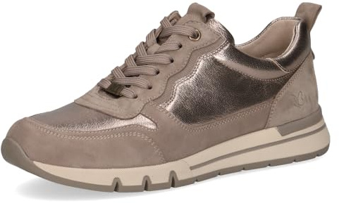 Caprice Comfort Damen Sneaker flach aus Leder Mehrweite H, Braun (Taupe Comb), 38 EU