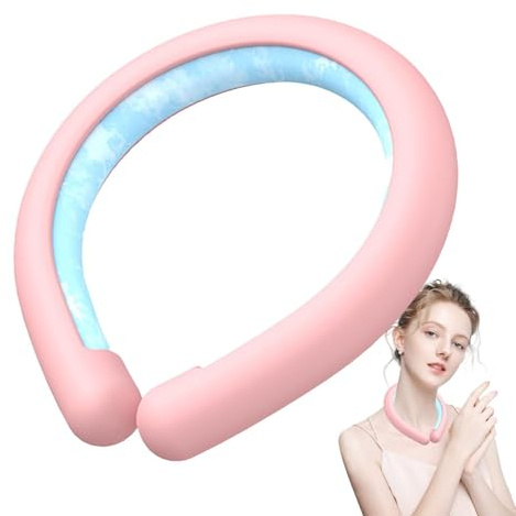 Nackenkühlschlauch, wiederverwendbar, kühlender Halswickel, tragbarer Kühlakku für Hals, freihändiger Nackenkühler, Nackenring-Kühler für drinnen und draußen, Rosa