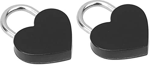 Lot de 2 cadenas en forme de cœur avec clés 30 x 39 mm (noir)