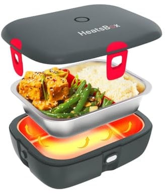 Faitron HeatsBox DRIVE 12V / 24V - Lunch Box Elettrico per Auto - Scaldavivande Controllato tramite App, Ciotola in Acciaio Inox a Prova di Perdite, Design Resistente per Pasti Fuori Casa