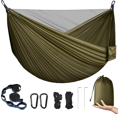 Hängematte Outdoor Hängematte mit Moskitonetz, PHYSEN Outdoor Doppelhängematte, 290 x 140cm für 2 Personen Ultraleicht Hammock, Fallschirm-Nylon Reisehängematte, für Camping/Survival/Wander/Garten