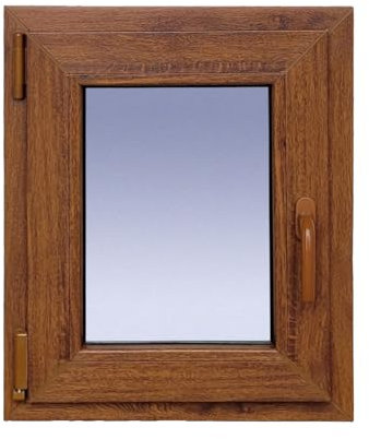 Ventanastock Ventana PVC Roble 500x600 Practicable Oscilobatiente Izquierda 1 hoja con vidrio Carglass (Climalit Mate)