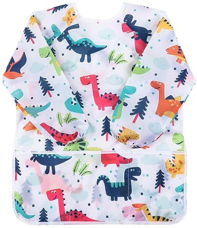 Malkittel Kinder Malschürze Maleranzug Malkittel Kinder 2-8 Jahre Dinosaurier Geeignet für die Schule und den Heimgebrauch (Größe M).