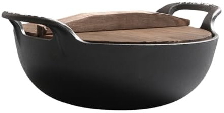 HEMOTON Marmite à Soupe Fonte Poêle pour Cuisine Extérieure Marmite De Camping avec Poignée Latérale pour Mijoter Soupes Et Ragoûts