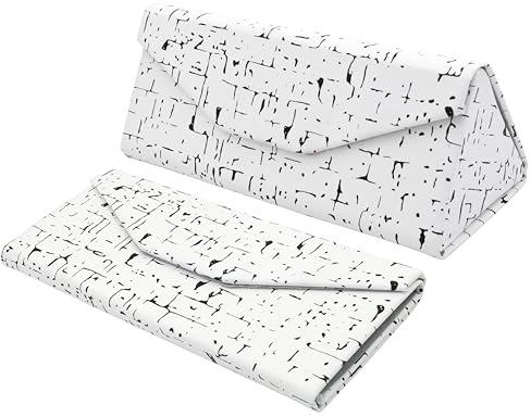 TBOC Faltbar Brillenetui für Sonnenbrille - Hartschale [Dreieckige] Tasche mit [Magnetverschluss] Innenfutter für Lesebrille Sportbrille Groß Modern Leicht Design Auto Tasche Unisex Herr Damen
