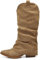 IF Fashion Scarpe Stivali Arricciati Da Donna Con Ghetta Risvolto 410-1 tortora camoscio N.36