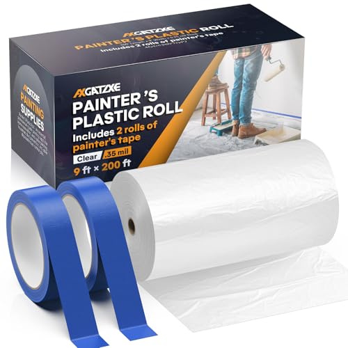 Axgatoxe Plastic Drop Cloth for Painting, Painter's Plastic Sheeting & Tarp