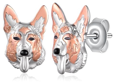 Deutsche Schäferhund-Ohrringe 925er Sterlingsilber-Ohrstecker Deutsche Schäferhund-Schmuck Geschenke für Frauen