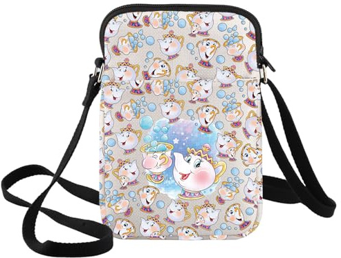 WZMPA Mrs Potts Umhängetasche, Chip-inspirierte Geschenke, Prinzessinnen-Umhängetasche, Töpfe, Teekanne, Merchandise, Mrs Potts Cb, medium