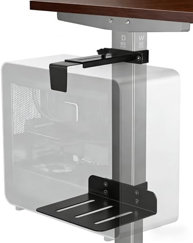 MIHAWK Soporte PC bajo escritorio sin taladrar 80x50 mm Negro | Instalación sin taladrar， Compatible con patas de 80 × 50 mm，Hasta 18 kg de capacidad，Ideal para escritorios elevables