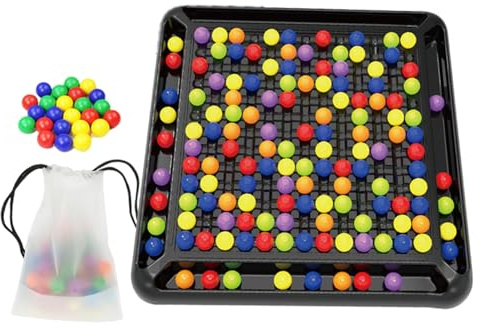Whyzsjnclg Strategie-Brettspiele, Kleinkind-Brettspiele, Regenbogenball-Strategie, Schachbrett-Lernspielzeug mit 168 Regenbogenbällen, kreative Tisch-Familienparty für den täglichen Gebrauch