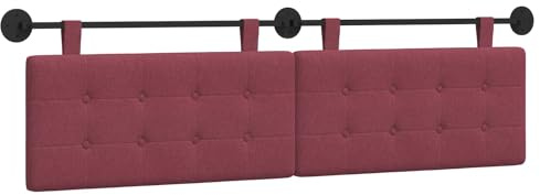 vidaXL Hängendes Kopfteil Weinrot Stoff, Stylisches hängendes Kopfteil für Schlafzimmer, modern und platzsparend, gepolstert und wandmontiert