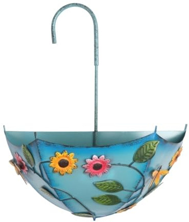 Hanging Planter, Iron Wall-Mounted Flower Pot for Garden Fence, Vintage Creative Decorative Plant Basket for Bedroom Living Room Office Outdoor(Blue)