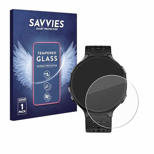 savvies Cristal Templado para Garmin Forerunner 235 | Transparente Protección Pantalla Made in Germany Dureza 9H Pantalla Vidrio