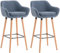 CLP 2er Set Barhocker Grant I Thekenhocker Mit Stoff-Bezug I Buchenholz-Gestell, Farbe:blau