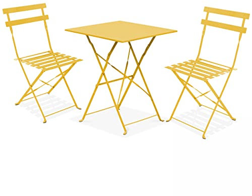 Oviala Gartentisch und 2 Stühle, Stahl, Gelb