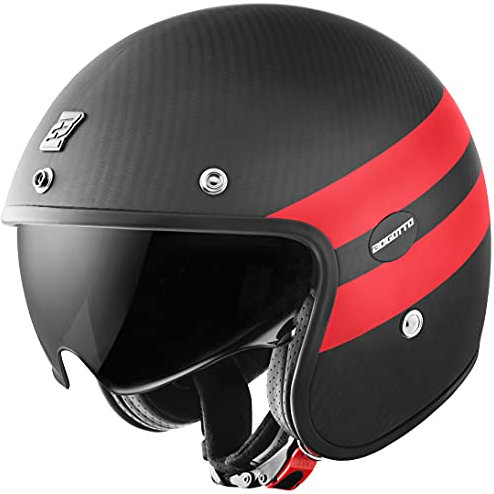 Bogotto V587 Crono Carbon Jethelm, schwarz matt/rot, L