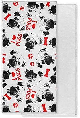 FANTAZIO schwarz-rot-weißes Mops-Handtuch, Polyester, schnelltrocknend