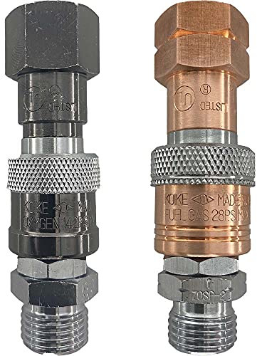 Koike Oxy-Fuel Quick Connect Brenner zu Schlauch-Kupplungs-Set, sichere Kraftstoff-/Sauerstofftrennung, auslaufsicheres Design, UL-gelistet (SET)
