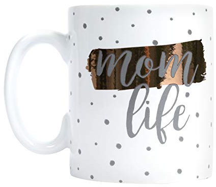 Little Pear Mom Life Mug, Mother’s Day Keepsake Accessory for New Moms and Expecting Mothers, Polka Dot Coffee Mug, 13oz