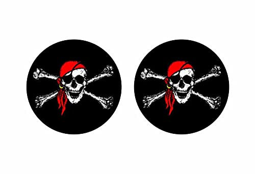 Akachafactory 2 x Aufkleber, rund, Motiv: Piratenflagge Jolly Roger