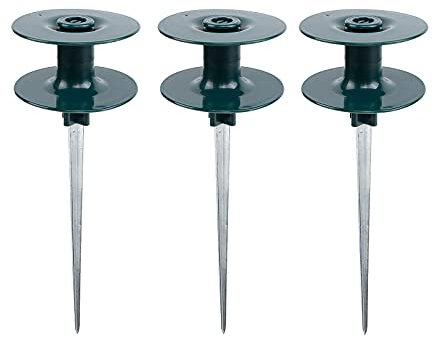 RTWAY - Guida per tubo da giardino, 3 pezzi, in zinco antiruggine e robusto palo in metallo resistente verde scuro con inserto di guida per irrigazione, guide per tubi di acqua, guida su punte zincate