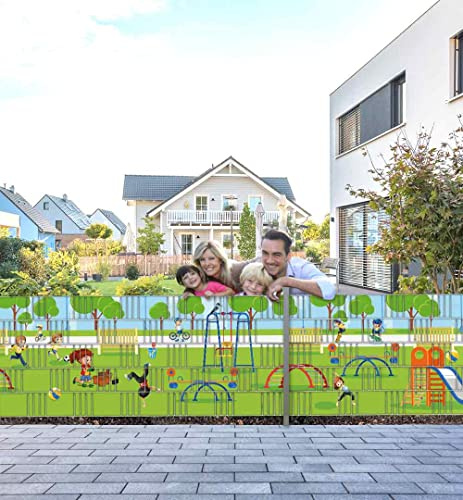 MyMaxxi Felder Zaunsichtschutz | Playing Kids F2 5 Streifen |viele Felder kombinierbar | Sichtschutzstreifen für Doppelstabmattenzaun | Windschutz Sonnenschutz Blickdicht | Sichtschutz Garten