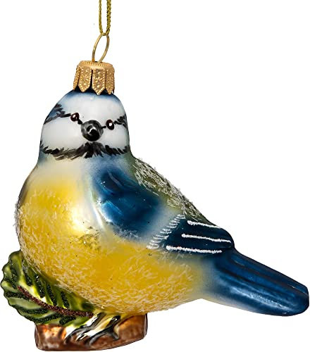 SIKORA BS726 Blaumeise Christbaumschmuck Glas Figur Weihnachtsbaum Anhänger - Premium Line, Variante:Blaumeise