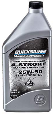 Quicksilver 8M0096256 Hochleistungsfähiges Synthetic Blend 4-Takt-Öl – SAE 25W50 – 1-Liter-Flasche