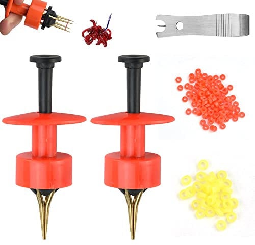 ZACUDA 2 Stück Micro Köder Ringe Köder Clip mit 600 Ringen und Angelschnur-Clip zur schnellen Fixierung von Köder, Futter(Orange)