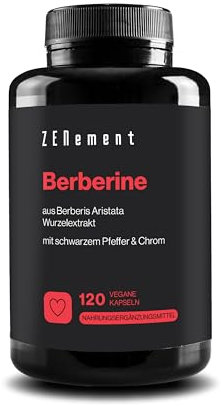 Berberina, 120 Capsule Vegane | Con Pepe Nero e Cromo per un migliore assorbimento | Il miglior estratto di Berberis Aristata | 500 mg | Senza Glutine | Zenement