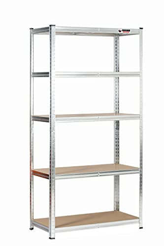 Rhino Racking - 5 Tier Heavy-Duty Industrial Storage Shelves - Galvanised - 180x90x45cm
