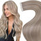 LaaVoo Extensions Echthaar Tape Blond Highlight Remy Tape in Extensions Echthaar Aschblond mit Platinblond Strähnen #19/60 Blond Tape in Hair Extensions Echthaar Glatt 50g 20pcs 35cm