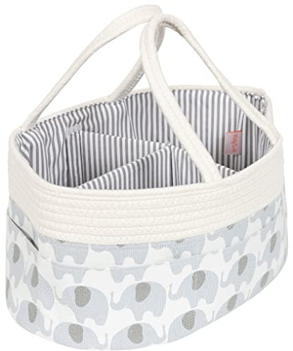Babycurls Baby Nappy Caddy Organiser For Newborn Essentials Large Portable Diaper Organiser with Carry Handles 3 Compartments 6 Side Pockets for Wipes Cream Sacks