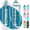 MYFOREST Botella Agua Deportiva 1L Botella Agua Prueba de fugas, Botella Deportiva Tritan de Plástico Sin BPA, Botella Motivacional Marcador de Tiempo para Hogar y Exterior