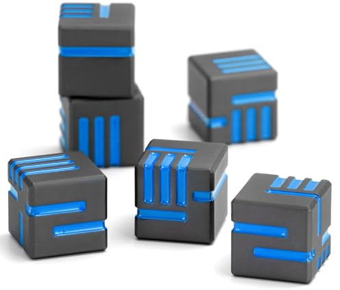 Technologie Metall Würfel, DND Würfel Set 6mm, ZHOORQI W6 Spielwürfel Neu Gestaltete Konzept Würfel für Dungeons and Dragons und RPGs(D6-Gun Blue)