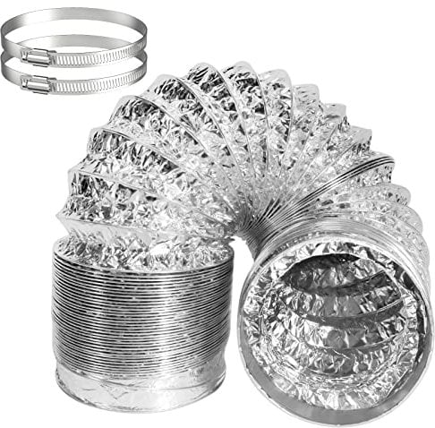 Aluflexrohr, HG Power 150 mm Flexible Luftleitungen Aus Aluminium Rohr Flexschlauch Luftkanal mit 2 Schlauchschellen (max. Länge 3 m)