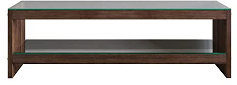 WellHome TV-Tisch, 100% massives Kiefernholz Rhin Nussbaum 140x45x40 cm