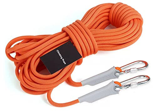 Outdoor Climbing Rope Escape Rope High Strength Cord with 2 Carabiner for Fishing Hiking Caving Camping Rescue Tree Climbing,10mm-80m