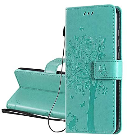 HAOYE Hülle für OnePlus Nord CE 3 Lite 5G, Retro Geprägt Muster Design Leder Brieftasche Flip Handyhülle, Kartenfach und Magnet Schutzhülle, Grün