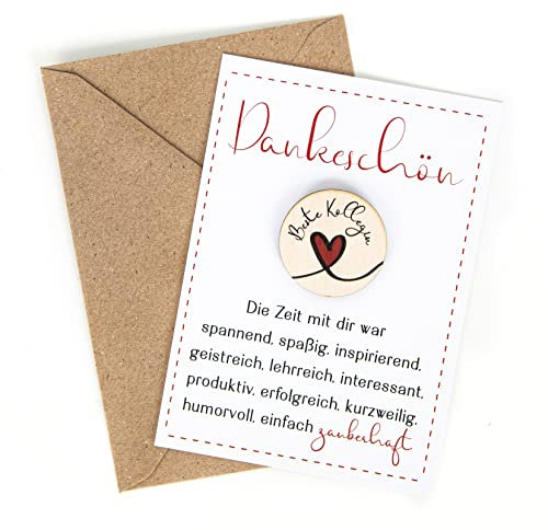 Logbuch-Verlag Abschiedsgeschenk Beste Kollegin kleines Geschenk zum Abschied Karte mit Glückstaler aus Holz und lieben Text