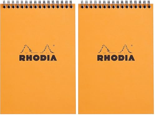 Rhodia 16500C - Spiral Notebook (Full Bound) Orange - A5 - Small Squares|80 Detachable Sheets, Clairefontaine Paper 80g| - Soft and Resistant Coated Card Cover - Classic (Pack of 2)